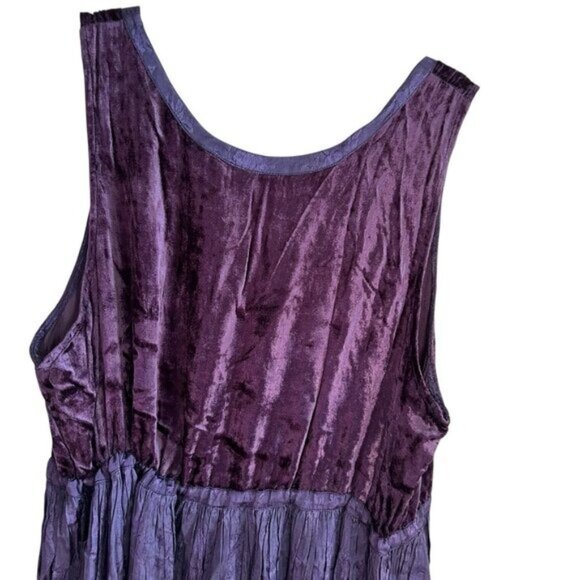 Whimsigoth Purple Dress XL 16/18 vtg Babydoll Velvet Crushed Taffeta Fairycore - Picture 6 of 13